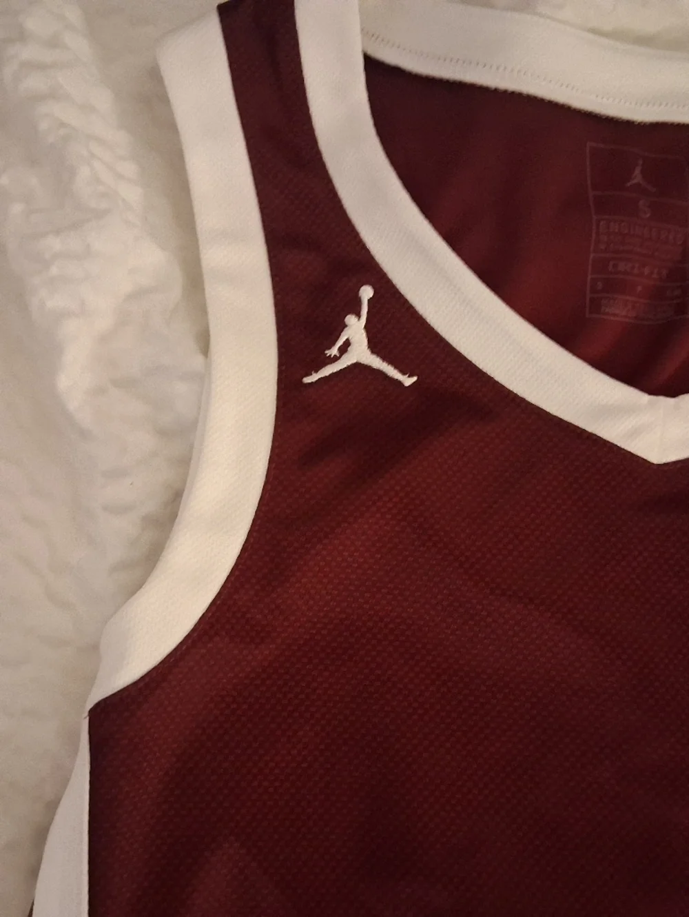Jordan Maroon Basketball Jersey with White Accents